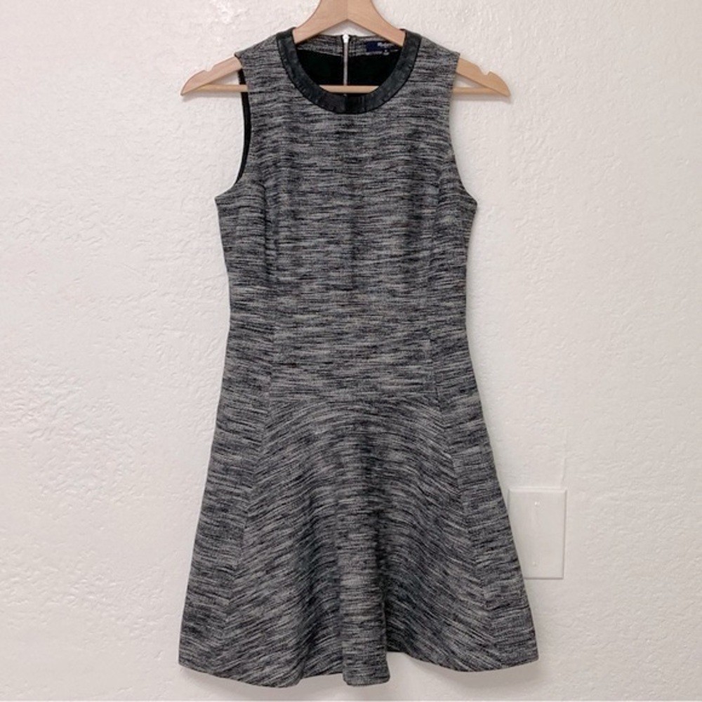 Madewell Heather Gray Sleeveless Dress with Faux Leather Collar & Pockets Size 0